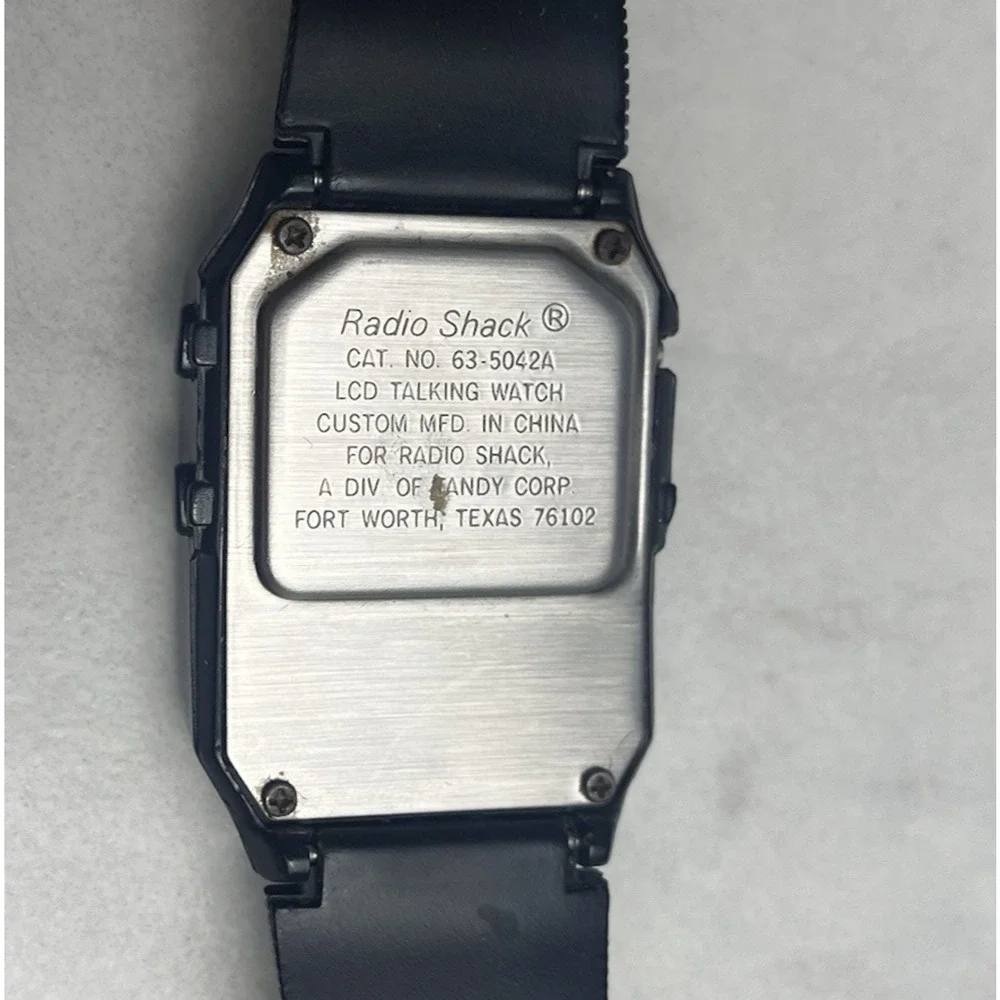 Vintage Radio Shack Tandy Talking Digital Watch Black FOR PARTS - NEEDS BATTERY